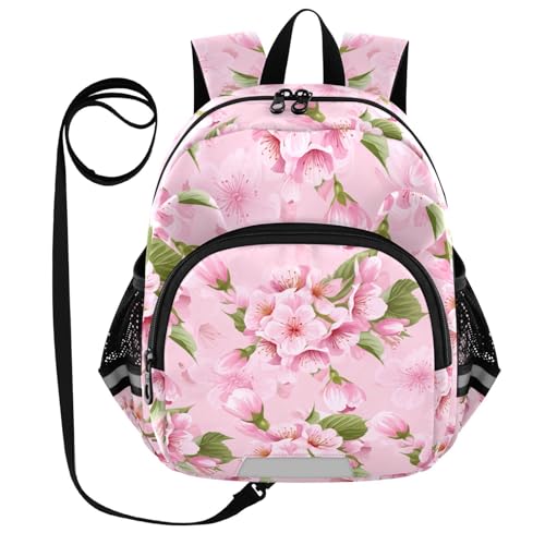Cherry Blossom Foliage Light Toddler Harness Backpack for Boys Girls 3-6 Years Kids Backpack with Anti Lost Safety Leash Baby Harness Bookbag for Preschool Travel Walking