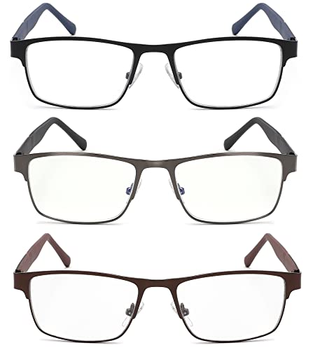Image of 3-Pack Reading Glasses for Men Blue Light Blocking Metal Frame Computer Readers