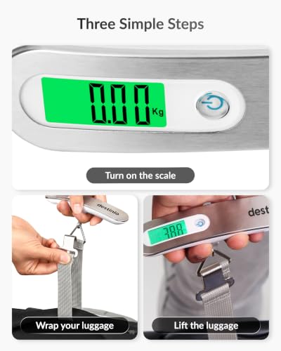 Image of Destinio Digital Weight Machine for Luggage - 50kg Capacity, Portable Hanging Weighing Scale for Bags, Baggage, Travel, Shop, Home & Gas Cylinder - Suitcase Weighing Scale, Luggage Scale for Flights