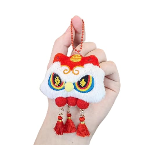 Chaveiro chinês de pelúcia leão dança nova mochila da sorte pingente carro chaveiro festival primavera bênção presentes, 1 peça - vermelho, 6.8*9.5cm