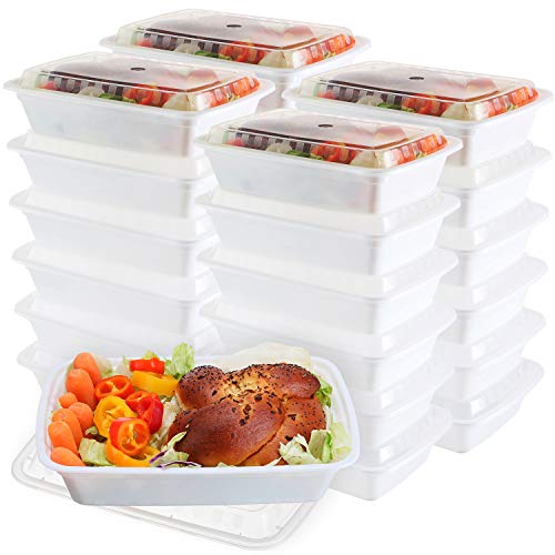 50-Pack meal prep Containers - Single 1 Compartment bowls with Lids Reusable food