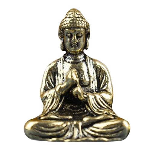 JunZheHub Mini Statuette de Bouddha Sakyamuni En Laiton, Figurine Bouddhique En Bronze pour La Maison et Le Jardin
