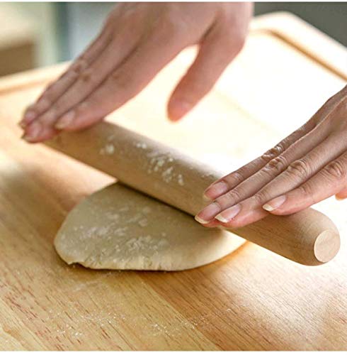Wooden Rolling Pin, French Dumpling Rolling Pin For Baking Pizza Dough Roller 30 X 3.5Cm #TOP5