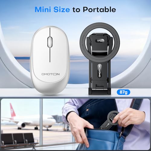Image of OMOTON TP03 [Ultra-Slim] for MagSafe Tripod, 360Rotating Magnetic Phone Tripod for iPhone 17 /16 /15 Pro Max Air, Foldable Cell Phone Stand with 1 /4 inch Screw & Hook Fits Vlog, Gym, Travel Essentials