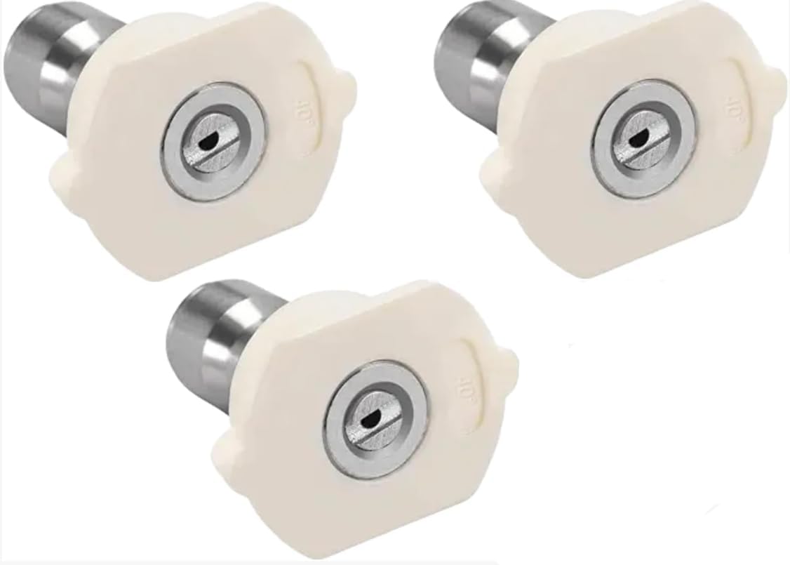 3Pcs White Pressure Washer Spray Nozzle Tip 40 Degree Metal Nozzle Tips, Standard Pressure Washer Parts and Accessories