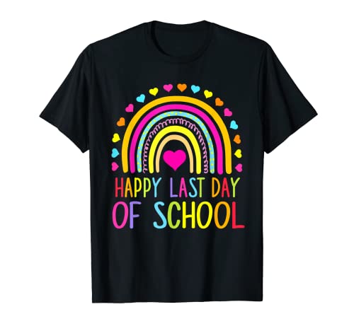 Happy Last Day Of School Rainbow Graduación Preescolar Camiseta