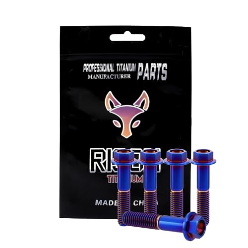 Image of Rison Titanium Flanged Hex Head Bolt - M8x1.25x30mm, 6AL4V Aerospace Grade, Burnt Blue, Pack of 5