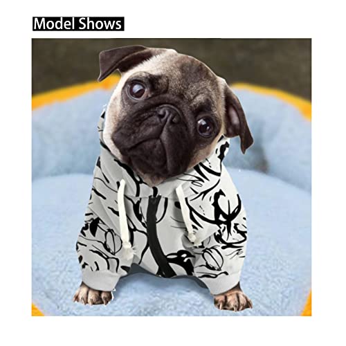 Kuiaobaty Kawaii Mops Hunde Druck Hund Hoodies für kleine Hunde Kleidung Bekleidung, Cartoon Mops Muster Haustier Pullover Winter Sweatshirt Outfits