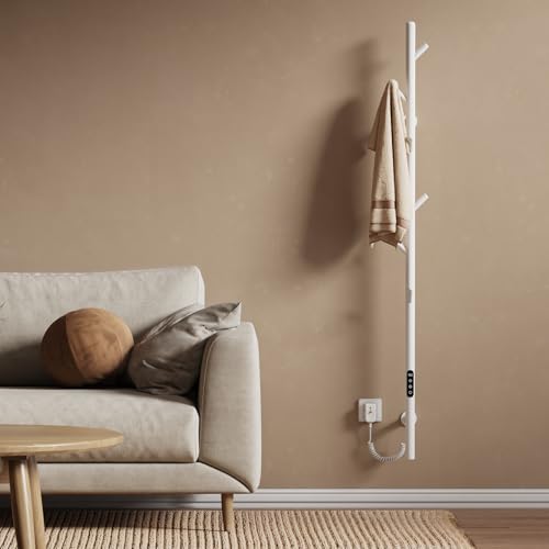 EMKE Scaldasalviette Elettrico da bagno, termostato intelligente WiFi, scaldasalviette elettrico a barra singola, 150 cm di altezza, Bianco