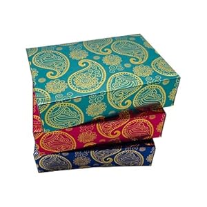 Chic Paisley Forest Teal – Geschenkdozen voor snoep, taarten, koekjes, Mithai, Ladoo of een traktatie (50)
