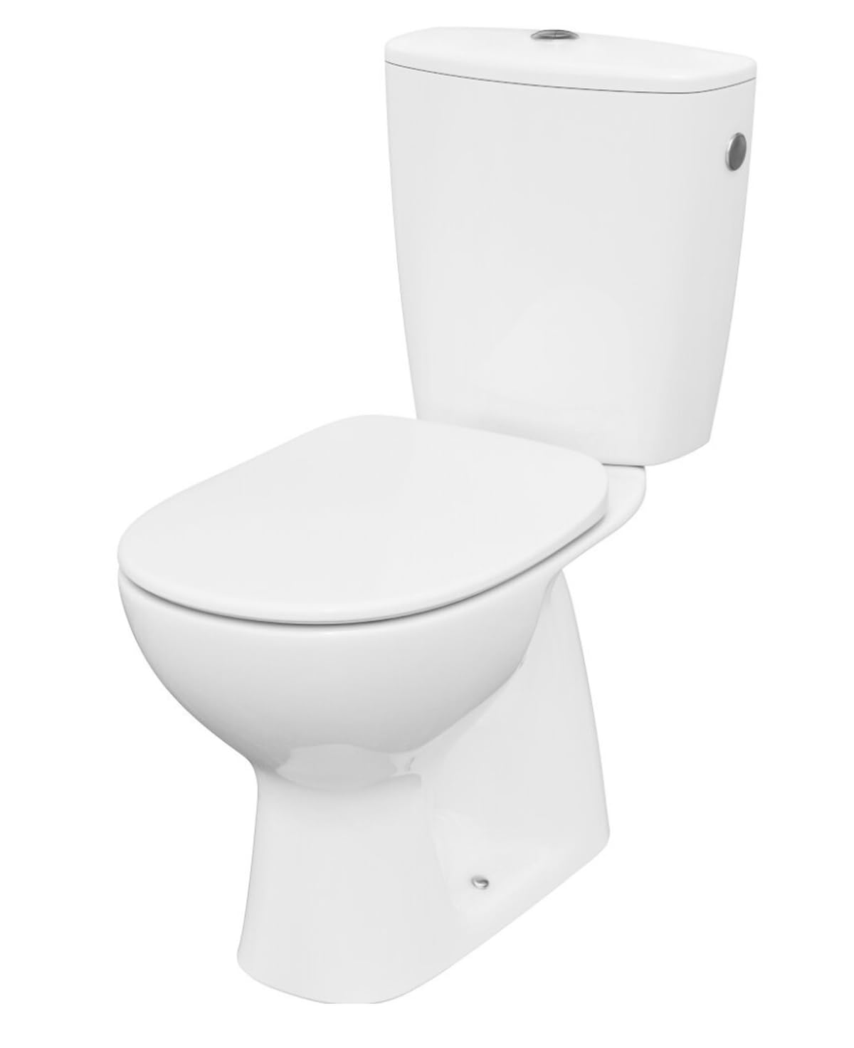 VBChome Supporto per WC senza bordi in ceramica, set completo con funzione cassetta di risciacquo, per uscita verticale, sedile WC, slim in polipropilene con coperchio di abbassamento automatico,