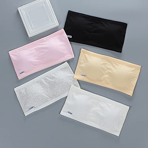 REDYY Puberty Teen Girls Strapless Training Bra Solid Color Ribbed Sports Bralette with Removable Pads Summer Wireless Chest Wrap Underwear Vest Tube Top2