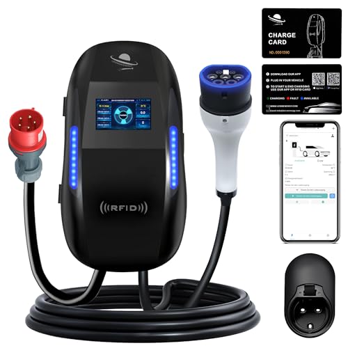 LEISHENG ENERGY Wallbox 11kW CEE mit 6m Typ 2 Ladekabel Wallbox 11kW mit App Steuerung Ladekabel Auto 11kW Schnellladen
