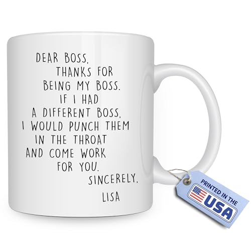 Taza para café Wrappiness Dear Boss, cerámica blanca
