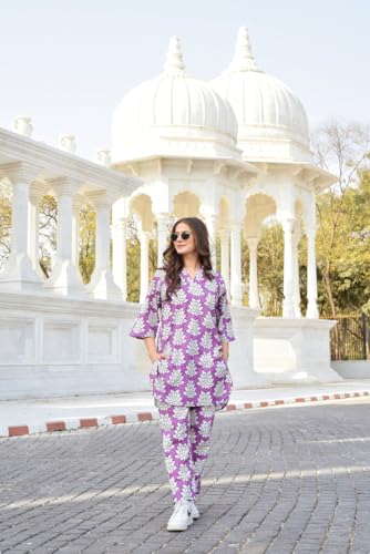 Image of LookMark Women's Printed Cotton Blend Straight Kurta and Pant Set