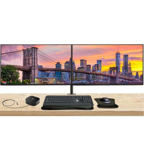 Image of HP Series 3 Pro 27-inch 327pf FHD 1080p LCD Monitor 2-Pack Bundlesd with Desk Mount Dual Stand, USB-C G5 Dock, MK540 Wireless Keyboard & Mouse, Gel Mouse & Wrist Pad