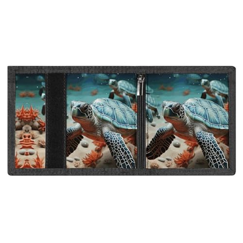 Turtle Starfish Trifold Wallet for Men - Money Clip Slim Wallets with Multiple Card Slots Minimalist Small Front Pocket Wallet for Everyday Carry4