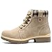 Snow Hiking Winter Boots for Women - Casual Lightweight Combat Work Boots Fur-Lined Ankle Fashion Backpacking Leather Shoes 9, Beige
