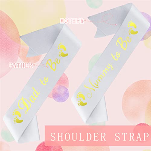 Mom to Be Sash, Mommy To Be Satin Sash and Daddy To Be Satin Sash Shiny Baby Shower Sashes White Mummy To Be Sashes for Party Decoration, 2pcs - Image 3