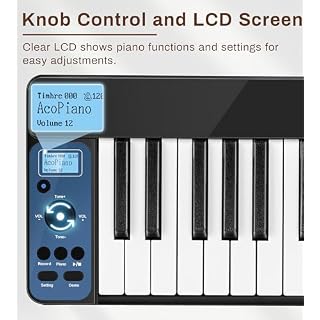 EYTSE Clavier de piano pliable à 61 touches, piano numérique semi-lesté, clavier de piano portable, sans fil et MIDI, clavier électronique pliable pour débutants, enfants, adultes (noir) - Les Beatles, Paul McCartney, John Lennon, RIngo Starr, George Harrison EYTSE Clavier de piano pliable à 61 touches, piano numérique semi-lesté, clavier de piano portable, sans fil et MIDI, clavier électronique pliable pour débutants, enfants, adultes (noir) – Image 6