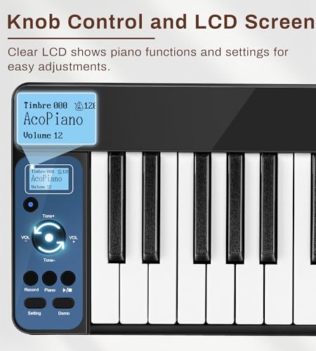 EYTSE Clavier de piano pliable à 61 touches, piano numérique semi-lesté, clavier de piano portable, sans fil et MIDI, clavier électronique pliable pour débutants, enfants, adultes (noir) - Les Beatles, Paul McCartney, John Lennon, RIngo Starr, George Harrison EYTSE Clavier de piano pliable à 61 touches, piano numérique semi-lesté, clavier de piano portable, sans fil et MIDI, clavier électronique pliable pour débutants, enfants, adultes (noir) – Image 7