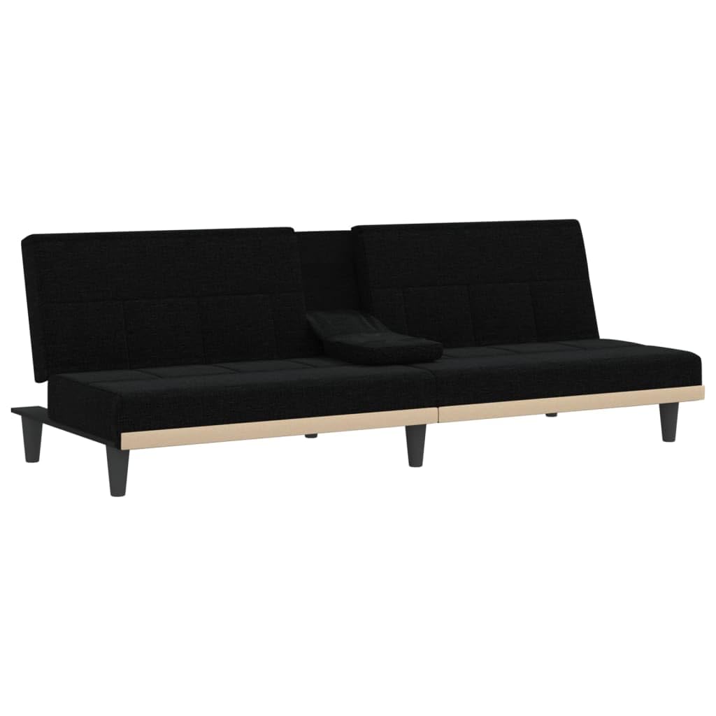 sofás de Dos plazas,Sofa 120 cm,Sofa Cama Dos plazas,Sofá Cama con portavasos Tela negroAdecuado para salón, Dormitorio