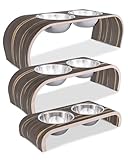 MilaCasa Hundenapf Futterstation - 2er Futternapf Hund erhöht - Doppel Fressnapf Hunde - Hund - Wassernapf Hunde Doppelnapf - Dog feeding station (L, Makassar)