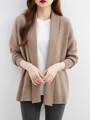 Womens 100 Percent Merino Wool Knit Cardigan Sweaters Casual Open Front Warm Soft Sweater Jackets3