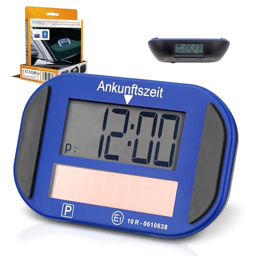 Technaxx TX-337 Disco orario elettronico Solare – Timer Automatico da parcheggio per Auto con sensore di Movimento, Doppio Display e Ricarica Solare – Accessorio Smart per Veicoli
