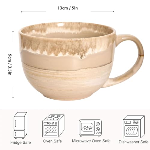 hengshukeji Large 24 OZ/700ml Ceramic Coffee Mugs,Soup Bowls with Handles,Extra Big Jumbo Tea Cup Mug for Office and Home - Image 2