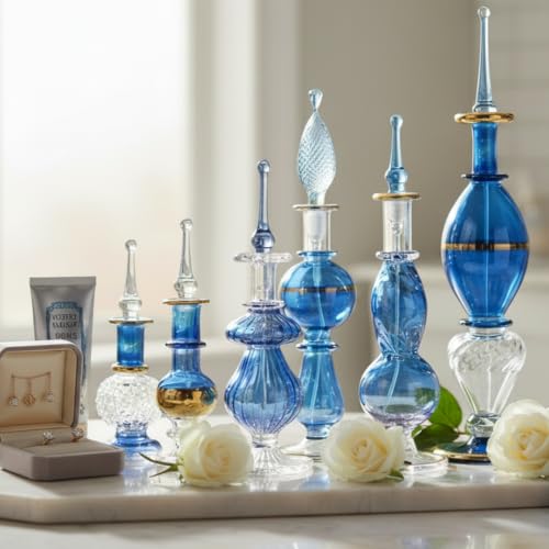 NileCart Egyptian Perfume Bottles Set of 6 All Blue 2-5 in - image 3