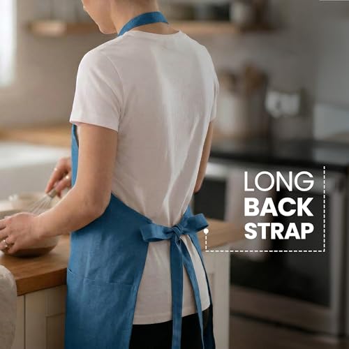 Image of Yellow Weaves Cotton Canvas Printed Kitchen Apron with Large Pockets, Cooking Apron for Men & Women, Durable Chef Apron for Cooking, Barista, Restaurant, Cafe Kitchen Apron