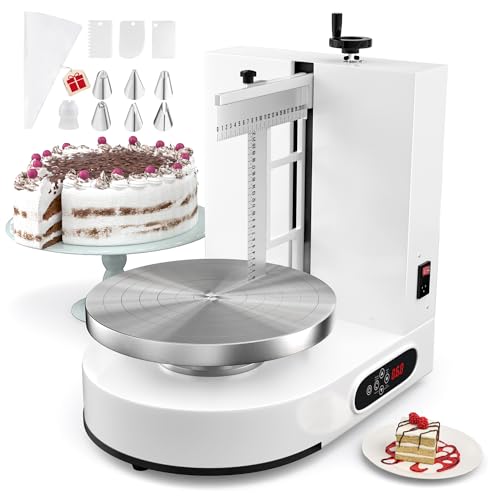 PYY Cake Decorating Machine - Automatic Cake Cream Spreading Machine for 4-12 Inch Cake Icing Machine, Electric Cake Turntable 60-320 RPM with Adjustable Scrapers, maquina para decorar pasteles