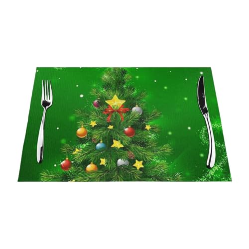 Sets de table cuisine motif arbres de Noël PVC résistant chaleur et intérieur