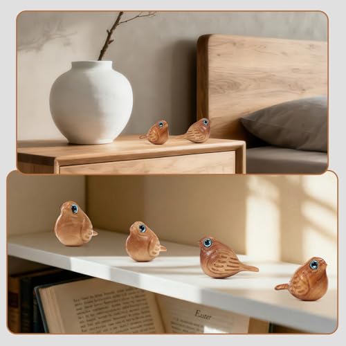 Set de 6 Figuras de Pájaros de Madera Decorativas miniatura 6