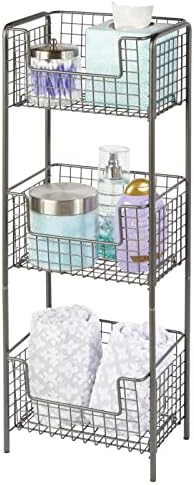mDesign Steel Freestanding Storage Organizer Tower Rack Basket Sh...