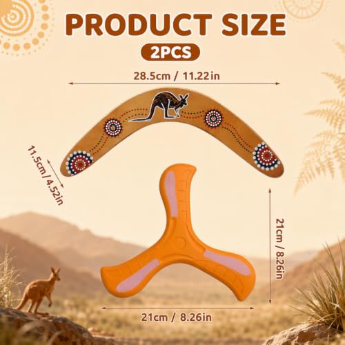 2Pcs Boomerang Wooden Flying Disc, Aerodynamic Outdoor Sport Gear - Image 2