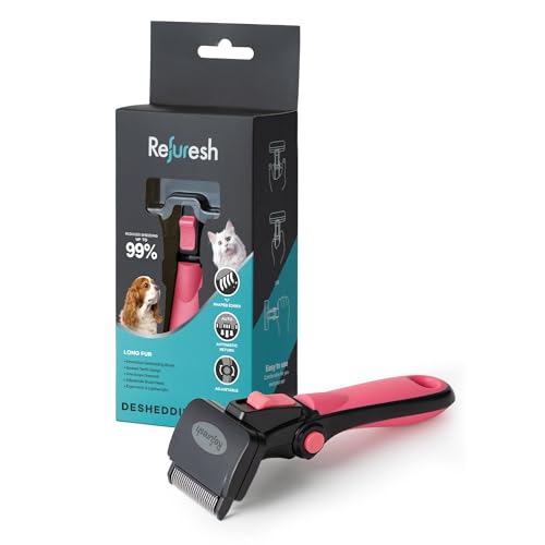 Refuresh Deshedding Dog Brush for Long Hair (Small,Pink) – Gentle Deshedding...