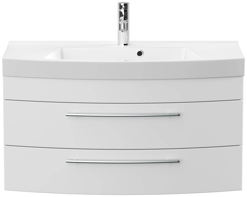 Badmöbel Bella 100 mit runder Front SoftClose lackiert weiss matt