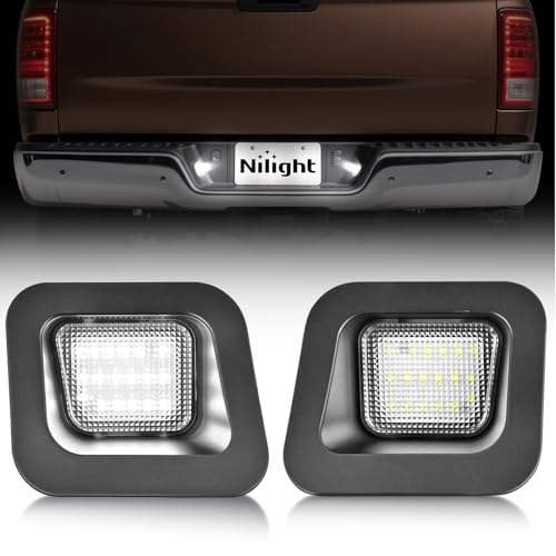 Image of Nilight 2PCS License Plate Lights for 2003-2018 Dodge Ram 1500 2500 3500 | Compatible with 2003-2013 2014 2015 2016 2017 2018 Dodge Ram 1500 2500 3500 with Clear Lens Black housing 6000K White