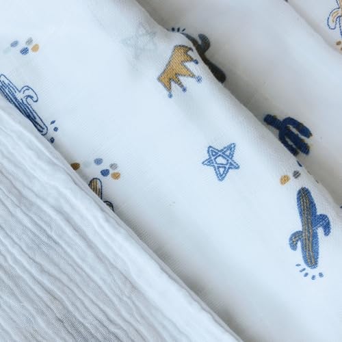 Image of CREVENT 40''X40'' 100% Organic Cotton Muslin Baby Blanket for Newborns, Essential for Baby Shower Birthday Gift - Cactus 100X100cm