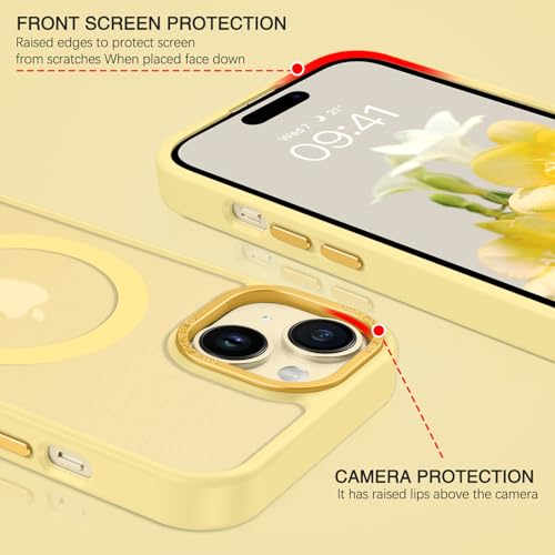 Image of YINLAI for iPhone 15 Case 6.1-inch,Magnetic Compatible with MagSafe, Slim Matte Anti-Fingerprint, Shockproof Full Body Military Grade Protection for iPhone 15 Cover, Yellow