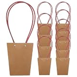 IWOWHERO 10 Stück Mittlere Gelbe Wasserdichte Kraftpapier Handtaschen mit Henkel Robuste Blumen...