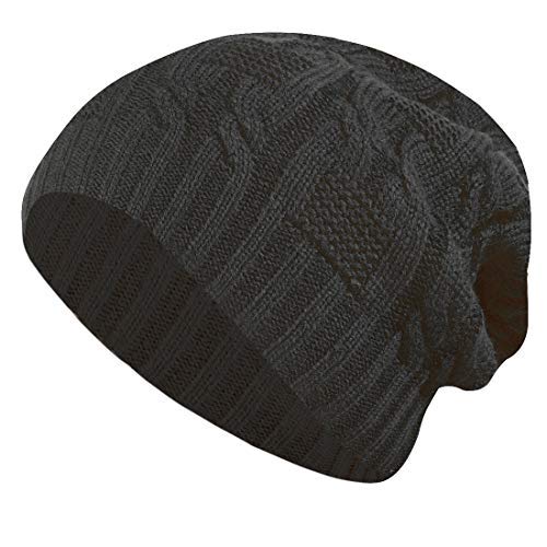 ISEYMI Gorro de Punto Grueso de Doble Capa, Gorro de Invierno cálido, Suave y elástico - Negro - F