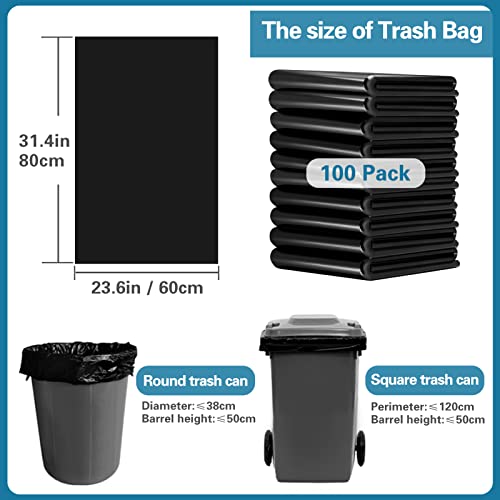 Image of Garbage Bags 13 Gallon Trash Bags 100 Count [Extra Thick][Leak Proof] Tall Kitchen Rubbish Bags Trash Can Liners for Kitchen, Home, Office, School, Hotel, Courtyard, Parties-Black