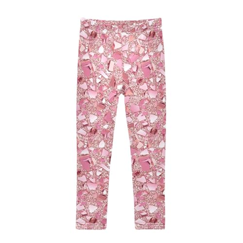 Rose Gold Pink Glitter Kids Baby Girls Leggings Stretchy Full Length Activewear Sports