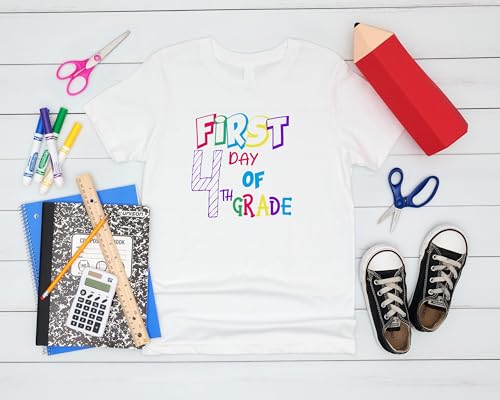 First Day of Fourth Grade #4 Kids Shirts, YS - YXL, Girls, Colorful, Great for The First Day of School3