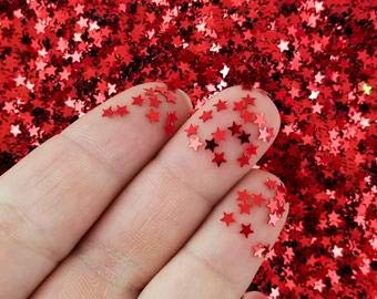 Supreme Quality Nail Art & Design Glitter" Especially for Nail Art" 30 Gm Pack (Red Star Shape 5 mm)-image-23