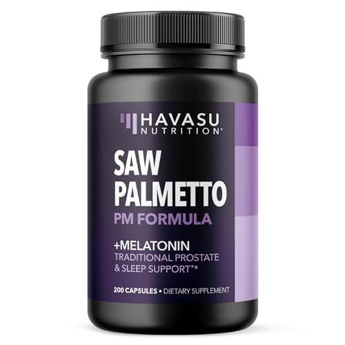 Saw Palmetto PM for Men with Melatonin 3mg - Night Time Prostate Health Supplement