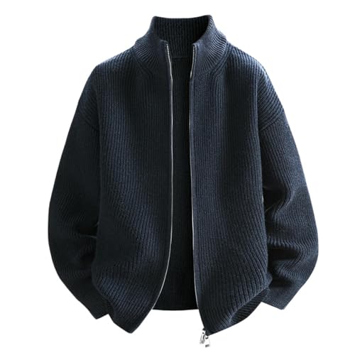 Pull tricoté homme à col montant protecteur en maille de fil épais et chaude